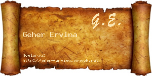 Geher Ervina névjegykártya